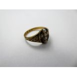 A Victorian 18 ct Yellow Gold, Enamel and Pearl Mourning Ring