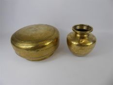 An Antique Indian Brass and Copper Chapati Box Brass Bowl