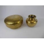 An Antique Indian Brass and Copper Chapati Box Brass Bowl