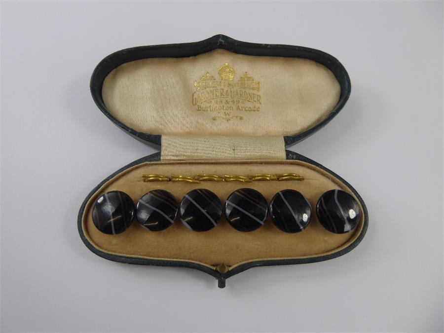 A Gentleman's Set of Antique Banded Agate Dress Buttons