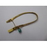 An Antique 18ct Braided Gold and Turquoise Bracelet.