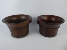 Two Chinese Elm Wood Carved Planters