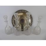Two Pairs of 19th Century Cut Glass Decanters