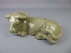 James Walford (1913 - 2003), a Ceramic Celadon Glazed Cow