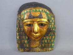 A Victorian Egyptian Gilt Cartonnage Mummy Mask