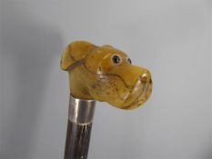 A Walking Stick with Dog's Head Handle