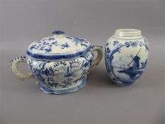 An Antique Delft Compote & Cover