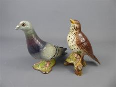 Two Vintage Beswick Birds, a Pigeon and a Song Thrush