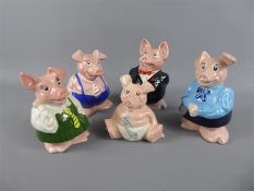 Circa 1980's Five Wade Character Pigs