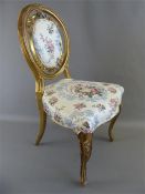 A Pair of Louis XV Style Oval Back Salon Chairs