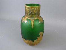 An Art Nouveau St Denis Green Glass Vase