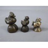 Three Antique Bronze Burmese Opium Weights
