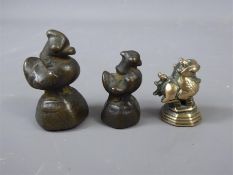 Three Antique Bronze Burmese Opium Weights