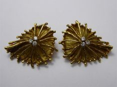 A Pair of 18ct Yellow Gold and Diamond Earrings