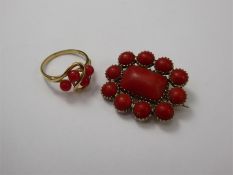 An Antique Coral Brooch and Ring