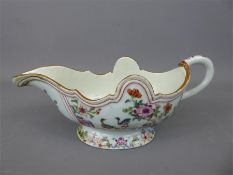 An 18th Century Chinese Ceramic Famile Rose Sauce Boat