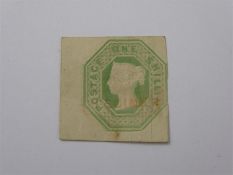 QV Mint Mounted Embossed One Shilling Pale Green Imperf "Specimen"