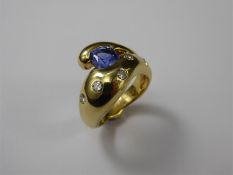 A 1.83 ct Natural Cornflower Blue Ceylon Sapphire and Diamond Panther Bombe Ring
