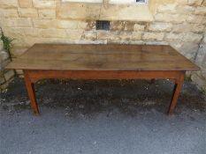 A Large Antique 19th Century Four Plank Oak Farmhouse Table