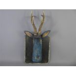 A Vintage Hand-Carved Wooden Folk Art Deer Head