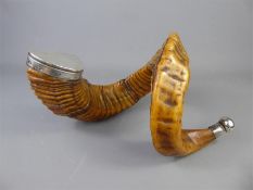 Antique Silver Topped Rams Horn Table Mull