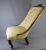 An Antique Oak Button-Back Nursing Chair