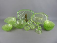 A Selection of English Art Deco 1910-1937 Uranium Glass