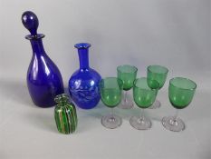 An Antique Bristol Blue Glass Decanter and Stopper
