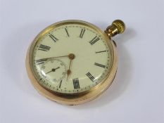 A Gentleman's Vintage 14K Continental Gold Cased Gentleman's Pocket Watch