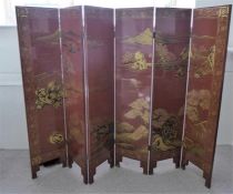 A Chinese Red Lacquer Fire Screen