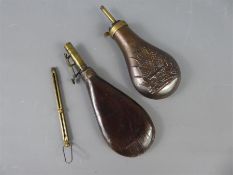 Two Antique Powder Flasks, with brass shot holder.