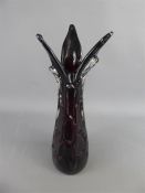 Possibly Whitefriars, Hand-made Deep Red Knobbly Vase