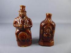 Circa 19th Century Brown Glazed Spirit Flasks