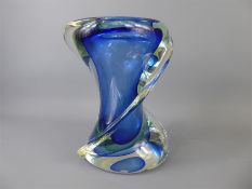 A Murano Blue/Green Glass Spiral Vase