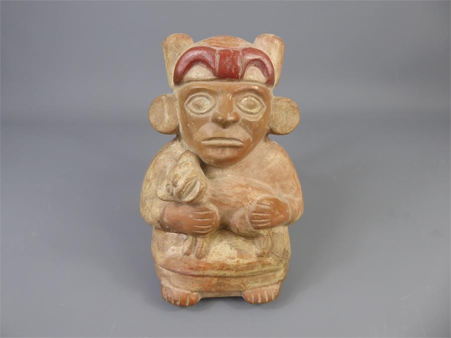 A Peruvian Terracotta Mochica Flask