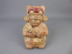 A Peruvian Terracotta Mochica Flask