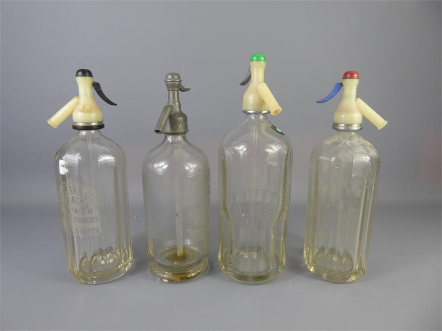 Four Vintage Glass Soda Syphons