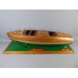 A Bespoke Wooden Inlaid Scale Model of a Chris-Craft