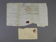 A Blue Folder Containing 19th Century Postal Correspondence, pre-1840