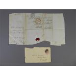 A Blue Folder Containing 19th Century Postal Correspondence, pre-1840