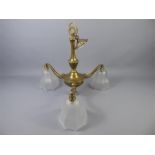 An Antique Brass Three Branch Ceiling Light