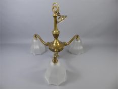 An Antique Brass Three Branch Ceiling Light