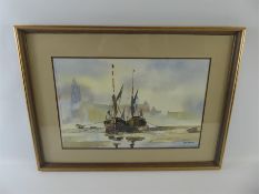 John Snelling b. 1943 Watercolour entitled "The Barges at Pinmill"