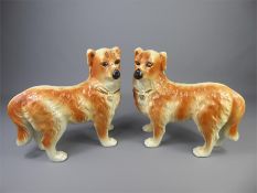 A Pair of 19th Century Scottish Bo'ness Ceramic Dogs