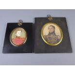 Two Familial 19th Century Ivory Portrait Miniatures