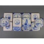 Twelve 18th and 19th Century approx 15 cm sq Delft Tiles