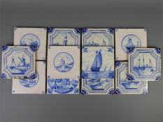 Twelve 18th and 19th Century approx 15 cm sq Delft Tiles