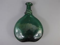 A 19th Century Persian Green Glass Saddle Flask