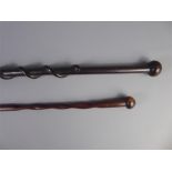 Two Hardwood South African Zulu Tribal Staffs