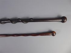 Two Hardwood South African Zulu Tribal Staffs